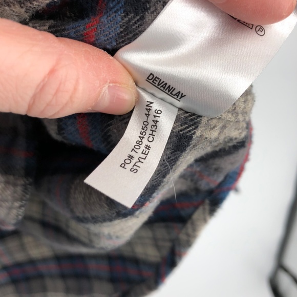 Lacoste Mens Flannel Shirt Size Medium Plaid Button Up Long Sleeve Blue Gray - Picture 8 of 14